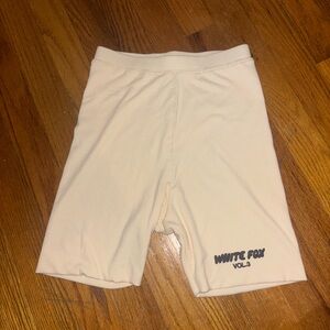 White Fox Cream Biker Shorts